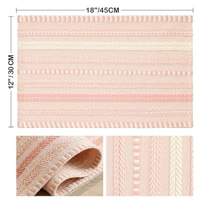 Artoid Mode Pink Woven Braided Stripe Placemats Set of 4-12x18 Inch - color: Pink, size: 12" x 18", 4 Pcs