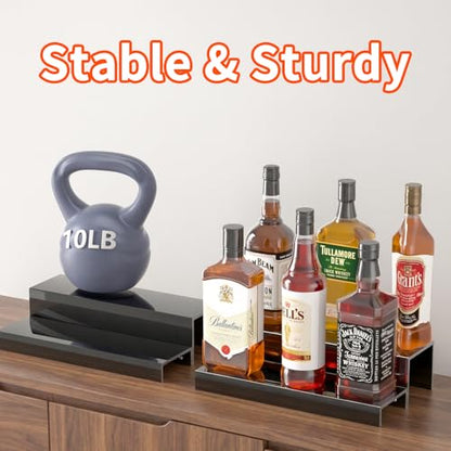 JUESHA 2 Tier Liquor Bottle Display Shelf - color: Black