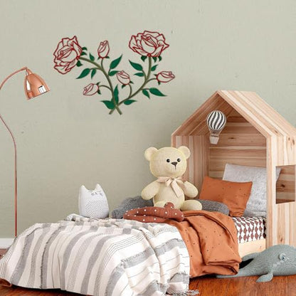 ESTART 2 Pcs Metal Rose Flower Wall Decor, 15“H Rose Flower Metal Wall Art - color: 2 Pieces-Red Green