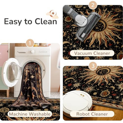 Vacuum-Friendly, 2x3 Washable Area Rug, Black Gold Beige Red - color: Black/Gold/Beige/Red, size: 2' x 3' (Rectangular)