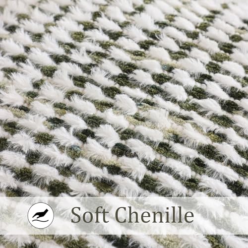 LUOYEHK Boho Throw Pillow Covers 20x20 Inch Set of 2 Farmhouse Neutral Pillow Covers Chenille Tufted Pillowcase for Couch Sofa Bed Living Room, Green White - color: Green White, size: 20" x 20" (Pack of 2)