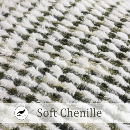LUOYEHK Boho Throw Pillow Covers 20x20 Inch Set of 2 Farmhouse Neutral Pillow Covers Chenille Tufted Pillowcase for Couch Sofa Bed Living Room, Green White - color: Green White, size: 20" x 20" (Pack of 2)