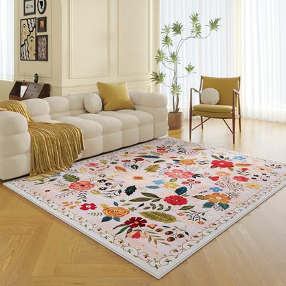 Rugcomf Area Rug 5x7 Washable, Beige - color: Beige, size: 5' x 7' (Rectangular)