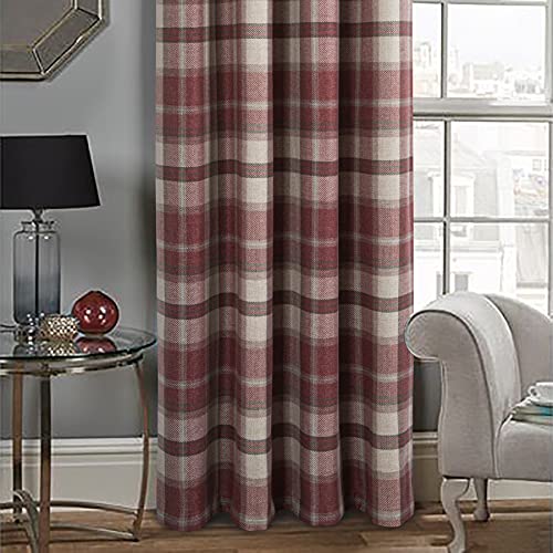 always4u Classic Red Plaid Curtains Highland Woolen Look Tartan Farmhouse Window Treatment Grommet Checked Curtains for Living Room Bedroom 2 Panels 54 * 84 Inches - color: Classic Red, size: 54"W x 84"L (Pack of 2)