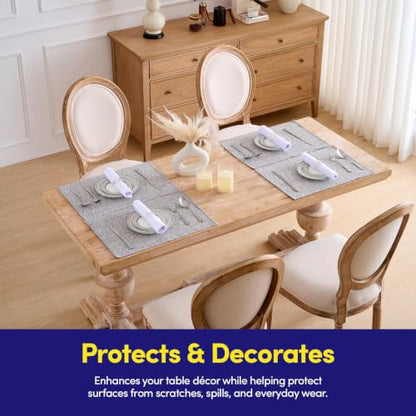 Sweet Home Collection 100% Cotton Placemats for Dining Room Rectangle Two Tone Woven Fabric 13" x 19" Soft Durable Table Mat Set, Set of 4, Gray - color: Gray, size: Rectangle 13" x 19"
