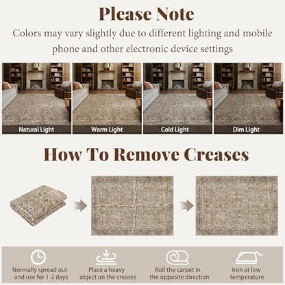 Machine Washable Hallway Runner Rug: 2'x6' Kitchen Rugs - color: Brown/Camel/Multi, size: 2' x 6' (Rectangular)