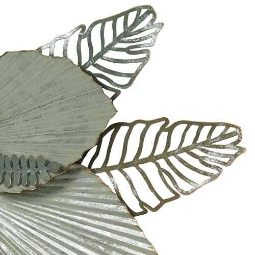Touch of Class Mystic Tropics Floral and Leaf Metal Wall Sculpture | Tropical Style Sculpture Decor for Bedroom, Living Room, Bathroom, Entryway, Hallway