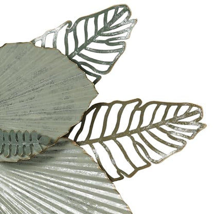 Touch of Class Mystic Tropics Floral and Leaf Metal Wall Sculpture | Tropical Style Sculpture Decor for Bedroom, Living Room, Bathroom, Entryway, Hallway