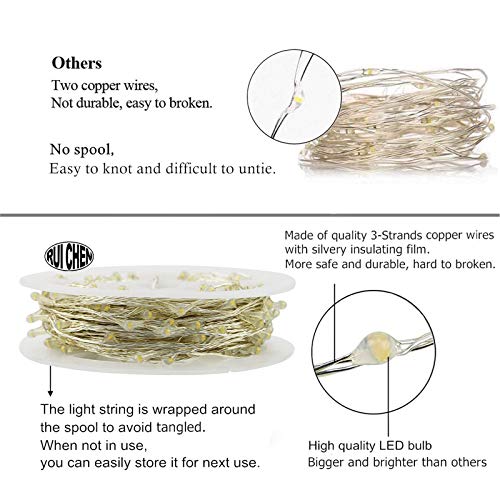 RUICHEN Fairy Lights Plug in 33 Ft 100 LED Silver Wire Lights, Multicolor - color: Multicolor