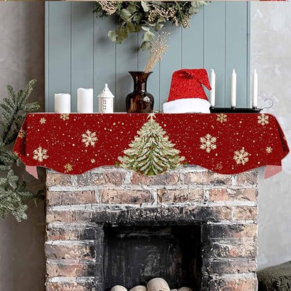 NYZE Christmas Mantel Scarf 60 x 17 Inch Fireplace Mantel Scarf Cover Decoration for Christmas Fireplace Scarf Shelf Top Runner Holiday Winter Home Decor - size: 60 x 17 in, style: Christmas tree