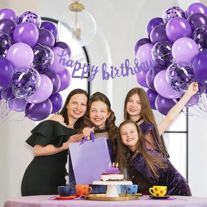 60pcs Purple Balloons 12inch with Metallic Pastel Dark Purple Balloons - color: Dark Purple