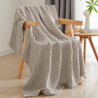 PHF Lightweight 100% Cotton Waffle Throw Blanket for Couch, Pearl Gray - color: 20 Pearl Gray, size: Throw(50"x60")