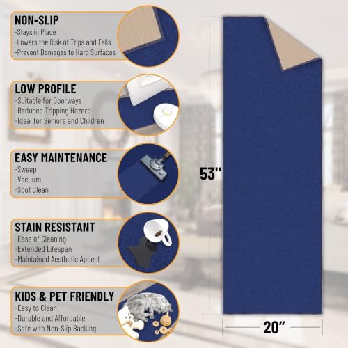 Ottomanson 2x5 Kitchen Runner – Non-Slip Hallway Runner Rug - color: Navy Blue