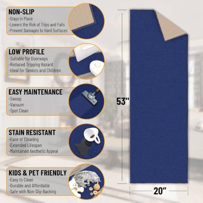 Ottomanson 2x5 Kitchen Runner – Non-Slip Hallway Runner Rug - color: Navy Blue