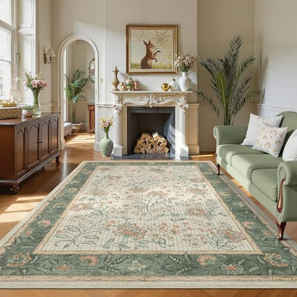 GarveeHome 9x12 Sage Green Washable Large Area Rug Living Room Non Slip - color: Sage Green, size: 9' x 12' (Rectangular)