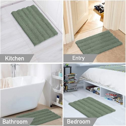 Turquoize Small Bathroom Rug 17x24, Absorbent Chenille Bath Rug, Green Bay - color: Green Bay, size: 17" x 24"