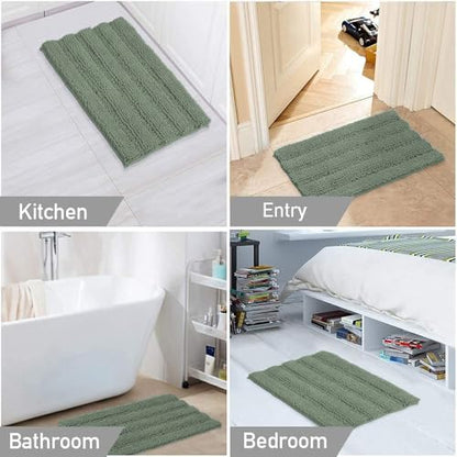 Turquoize Small Bathroom Rug 17x24, Absorbent Chenille Bath Rug, Green Bay - color: Green Bay, size: 17" x 24"