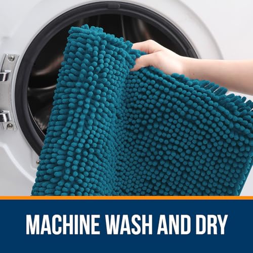 OLANLY Toilet Rugs U-Shaped 20x20, Soft Absorbent Chenille Contour Rugs - color: Peacock Blue, size: 20" X 20" Contour Rug