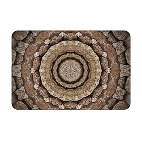 Mandala Stone Texture Bath Mat Non-Slip Soft Flannel Bathroom Rugs Washable Bathmat, Carpet Rug Entryway Decor for Tub Shower Room Floor Home Kitchen,16x24in - color: Mandala Stone Texture, size: 1'4" x 1'11" (Rectangular)