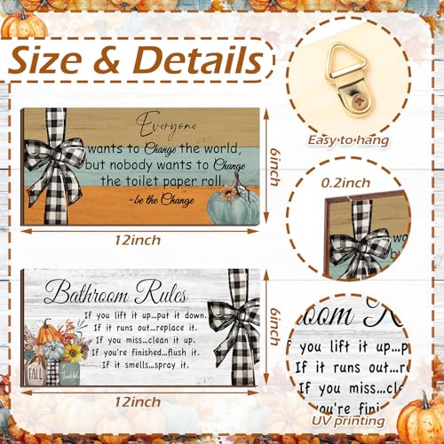 Jetec 2 Pcs Fall Decor for Bathroom Fall Decorations Autumn Rustic Decor - style: Autumn Style