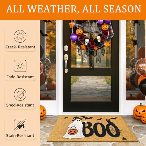 Halloween Welcome Mat Spooky Boo Non-Slip Front Door Mat, 17x29 in - color: Spooky Boo