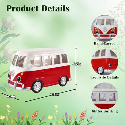 Bus Snow Globe with 6H Timer and Swirling Glitter, USB & Battery Powered, Night Light Snowglobes Statue for Home & Office, Gift Idea (Bus) - color: Bus