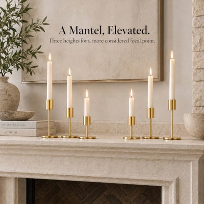 zeochyni French Gold Taper Candle Holder Metal Candlestick Holders Set of 6 - color: French Gold, size: Set of 6