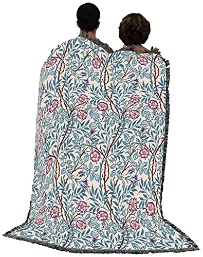Pure Country Weavers William Morris Sweetbriar Frost Blanket - Arts & Crafts - Gift Tapestry Throw Woven from Cotton - Made in the USA (72x54) - color: Frost, size: Large