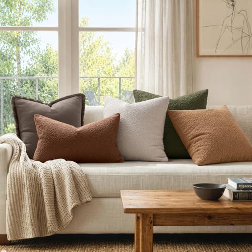 MIULEE Textured Boucle Lumbar Pillow Cover for Bed 12x20 Chestnut Brown - color: Chestnut Brown, size: 20" x 12" (Pack of 1)