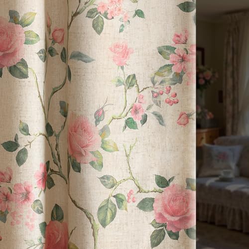 Vintage Floral 100% Blackout Curtains 84 Inch 2 Panels - color: Circulating Roses, size: 52"W x 84"L (Pack of 2)