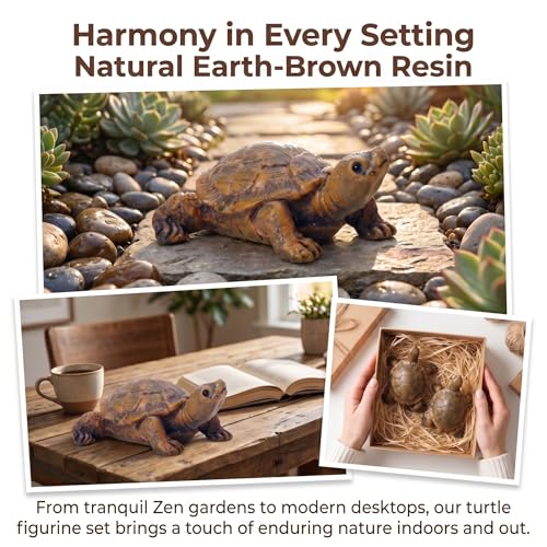 2-Pack Mini Turtle Figurines, Outdoor Resin Garden Statues