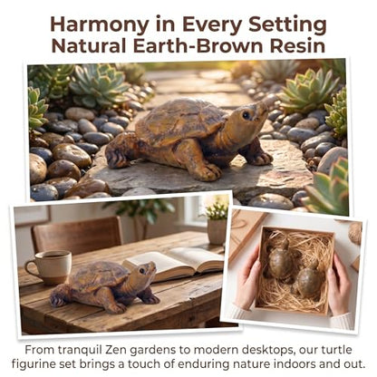 2-Pack Mini Turtle Figurines, Outdoor Resin Garden Statues