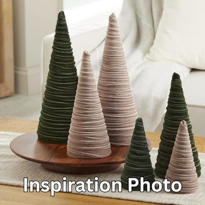 Set of 3 Velvet Cones Modern Christmas Tree (Chocolate Brown Set of 3) - color: Chocolate Brown