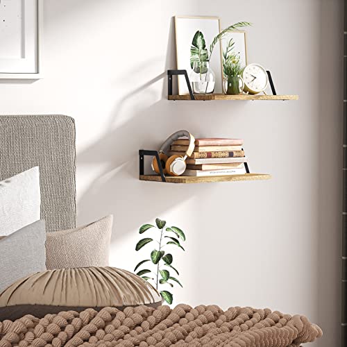 SRIWATANA Carbonized Black Deep Floating Shelves, Set of 2 Wood Wall Shelf - color: Carbonized Black