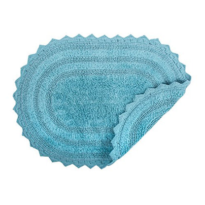 DII Crochet Collection Reversible Bath Mat, Large Oval, 21x34, Cameo Blue - color: Cameo Blue, size: 1'9" x 2'10" (Oval)