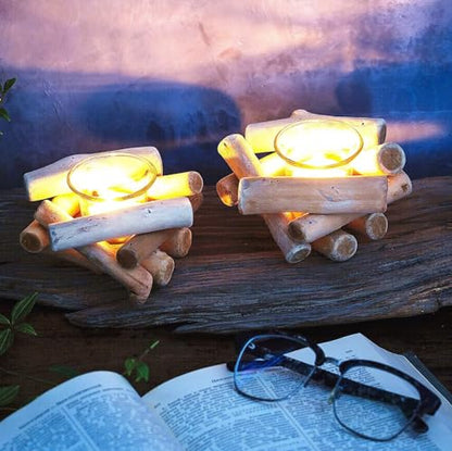 Sziqiqi Wooden Tea Light Candle Holder with Tealight Glass, Set of 2 - size: Pack of 2