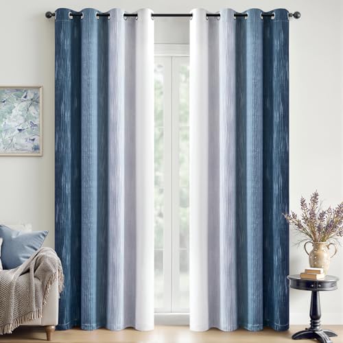 MIULEE Royal Blue and Greyish White Ombre Blackout Curtains 52Wx90L - color: Dark Blue and Greyish White, size: 52"W x 90"L (Pack of 2)