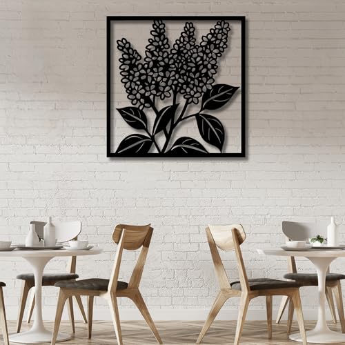 Metal Wall Decor | 17'' x 17'' x 0.05'' Lilac Art Themed Wall Decorations | Handmade Indoor and Outdoor Wall Art (17'' x 17'', Lilac, Black) - size: 17'' x 17'', style: Lilac