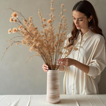 ALMA 9" White Flower Vase, Small Table Vase for Pampas Grass - color: Cylindrical-white-9''
