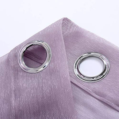 DONREN Lilac Purple Luxury Textured Sheer Window Panel Curtains Grommet Top Sheer Drapes for Windows 52 Wide x 63 inch Length 2 Panels - color: Lavender Purple, size: 52"W x 63"L (Pack of 2)