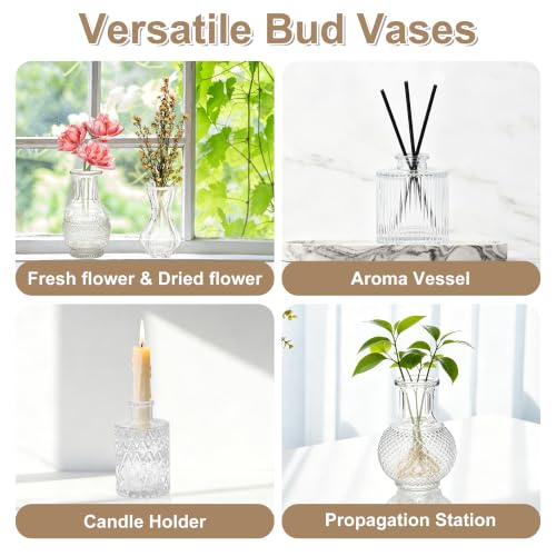 KJHL Glass Bud Vases Set of 12, Small Flower Vases for Wedding Centerpiece - size: 12 Pcs