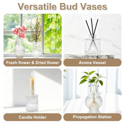 KJHL Glass Bud Vases Set of 12, Small Flower Vases for Wedding Centerpiece - size: 12 Pcs