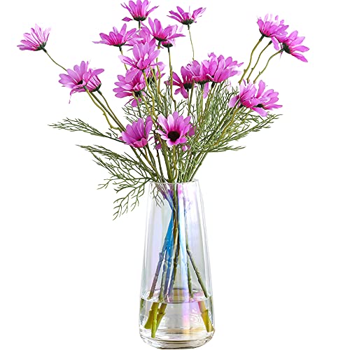FANTESTICRYAN Modern Glass Vase, 8.7''H Decor Flower Vases Iridescent Clear - color: Neon Clear