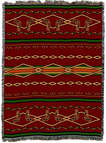 Pure Country Weavers Russet and Green Blanket - Southwest Native American Inspired - Gift Tapestry Throw Woven from Cotton - Made in the USA (72x54) - color: Russet and Green, size: Large