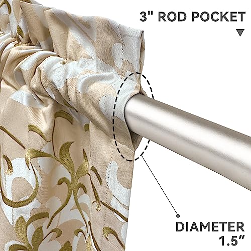 Loom and Mill Luxury Embroidered Damask Valances for Windows, Sand, 54"x18" - color: Edinburgh-sand