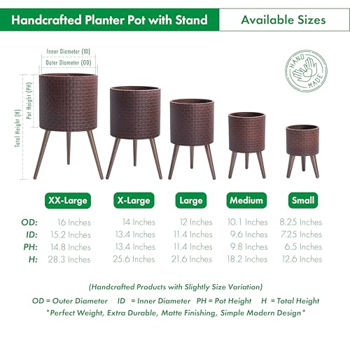D'vine Dev Planter Pot with Wood Stand, 8 in, Espresso, 88-Z-A-6 - color: Espresso, size: Small