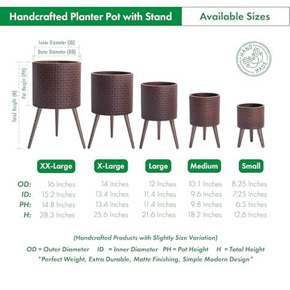 D'vine Dev Planter Pot with Wood Stand, 8 in, Espresso, 88-Z-A-6 - color: Espresso, size: Small