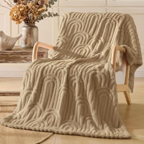 BEDELITE Light Brown Boho Fleece Twin Blanket for Bed, 60x80 Inches - color: Light Brown, size: Twin(60"x80")