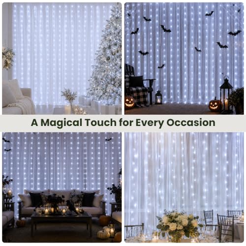 HEYFUNi Curtain Lights Plug in, 13FT x 6.5FT Window Icicle Lights, White - color: White, size: 13ft*6.5ft
