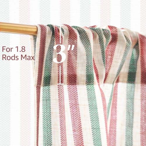 jinchan Linen Boxter Stripe Valances for Window 16 inch,Xmas Green, 1 Panel - color: Boxter Stripe | Xmas Green on Linen, size: 50"W x 16"L (Pack of 1)
